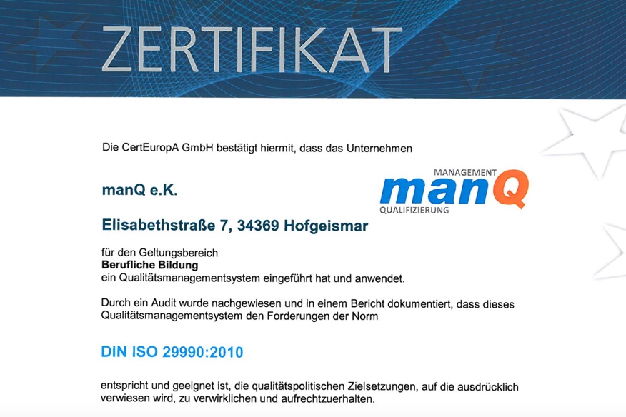 QM-Zertifikat - manQ