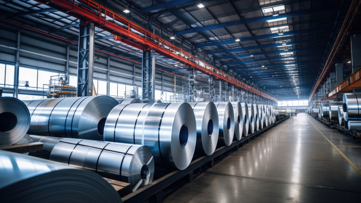 Metall-Zwischenprodukte lagern in großer Halle